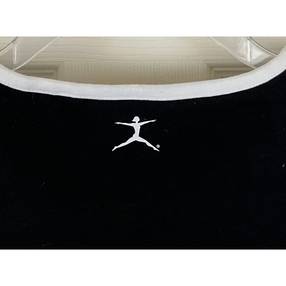 DANSKIN - Black & White Pocket Layered Sleeveless 1/2 Zip Bra Tank Top size L - Picture 6 of 7